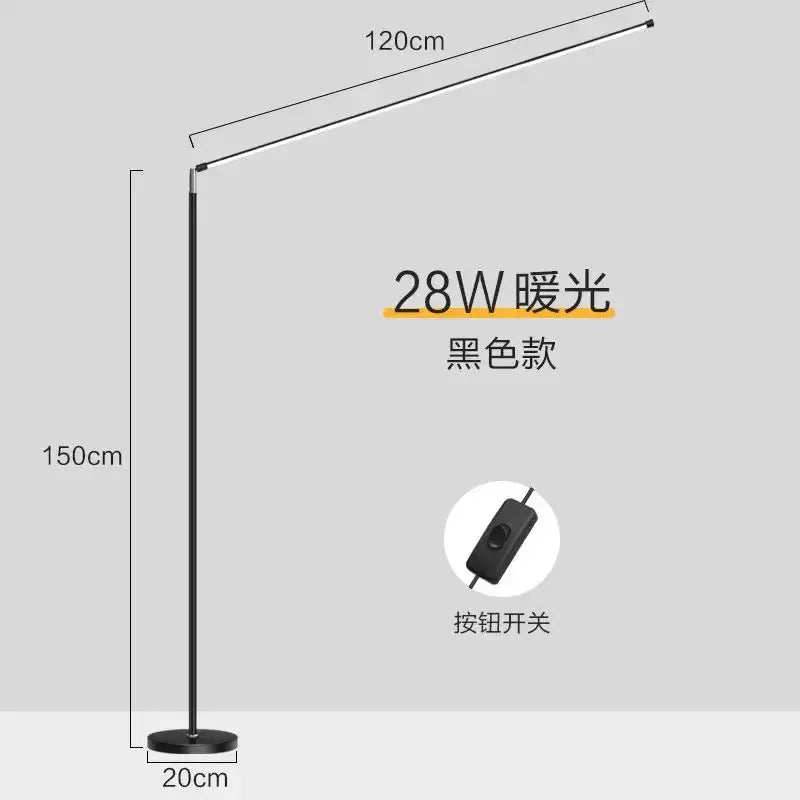 DecorBites LED floor lamp black reading fixture 150cmtall 120cm arm28W warm light base20cm on Tampa Home & Garden Store