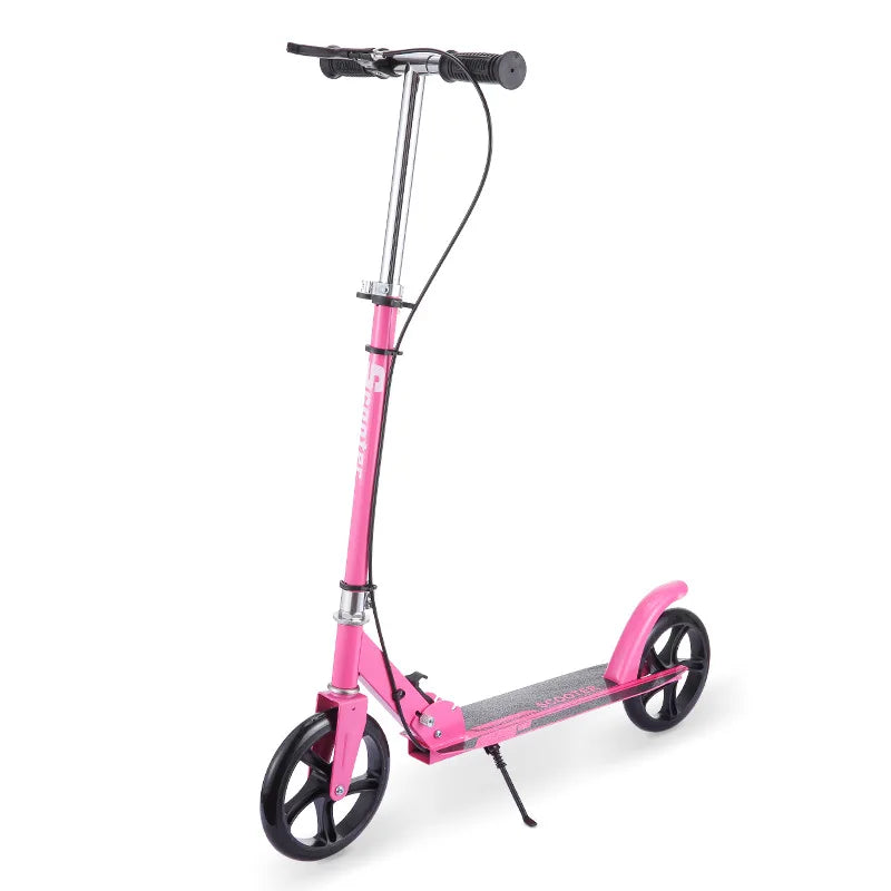 Foldable Adult Kick Scooter, pink frame with handbrake by UpTrend Deals, portable scooter on Tampa Home & Garden Store