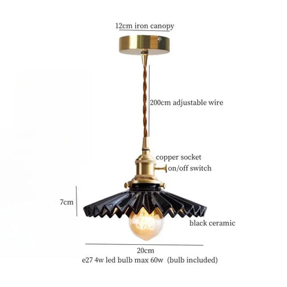 Decorbites Lotus Flower Ceramic LED Pendant Lampshade black ceramic lotus shade with bronze canopy on Tampa Home & Garden Store