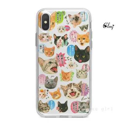 Stevvex clear silicone iPhone case with cute cat and dog cartoon faces collage on Tampa Home & Garden Store