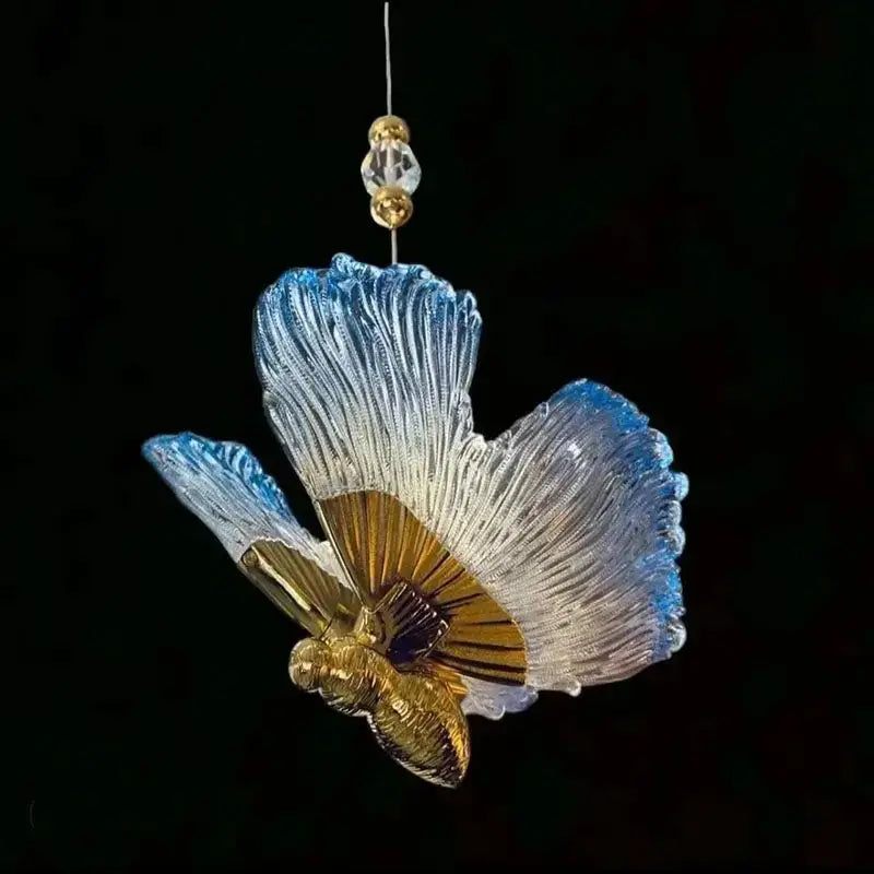 DecorBites Luxe Butterfly Pendant Bedside Lamp; glass blue-gradient wings with gold-tone base on Tampa Home & Garden Store