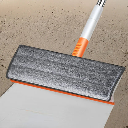 Telescopic window cleaning mop with microfiber squeegee head and scraper, orange grip on Tampa Home & Garden Store