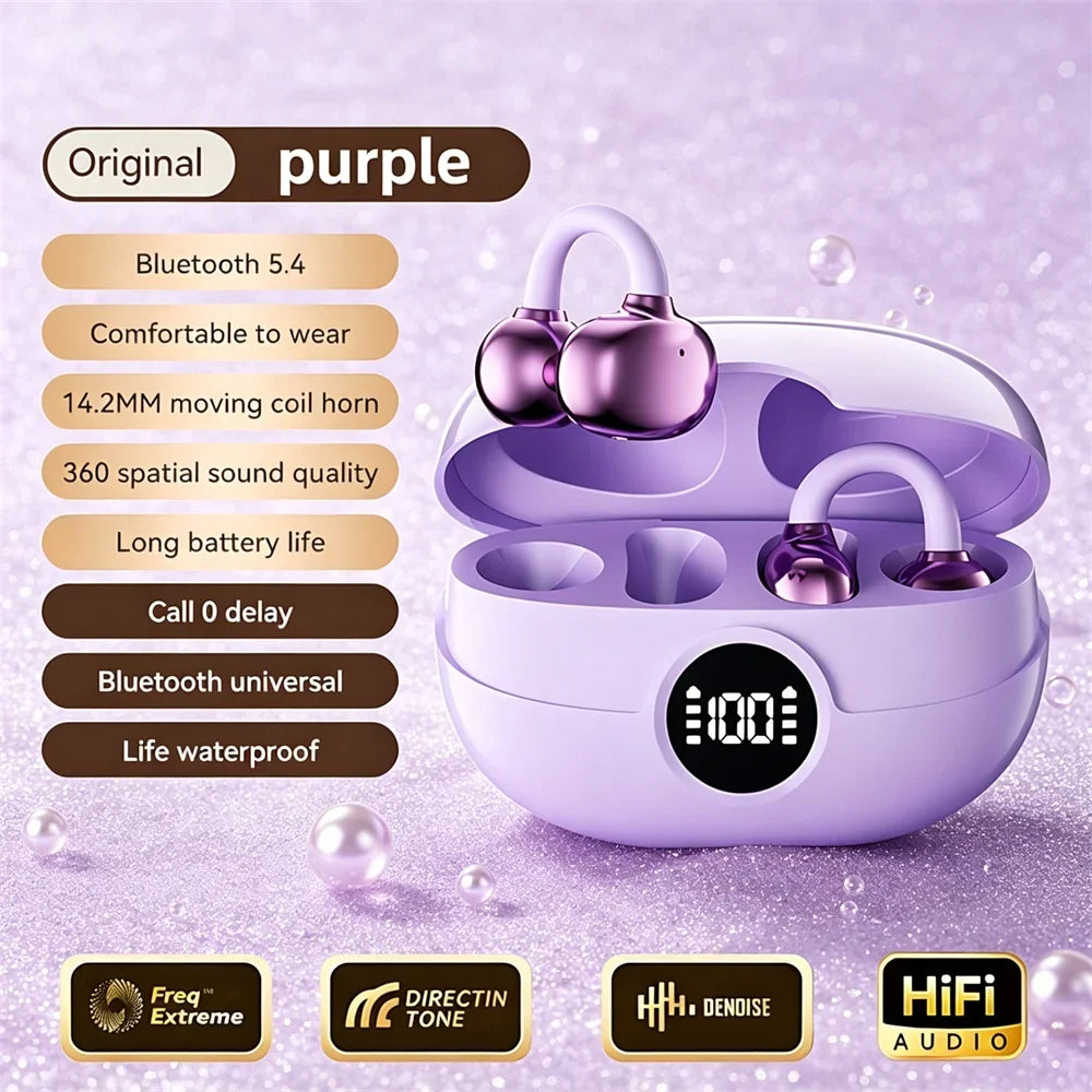Purple open wireless earphone with charging case, plated ear clips FLIPSTYLEZLLC on Tampa Home & Garden Store