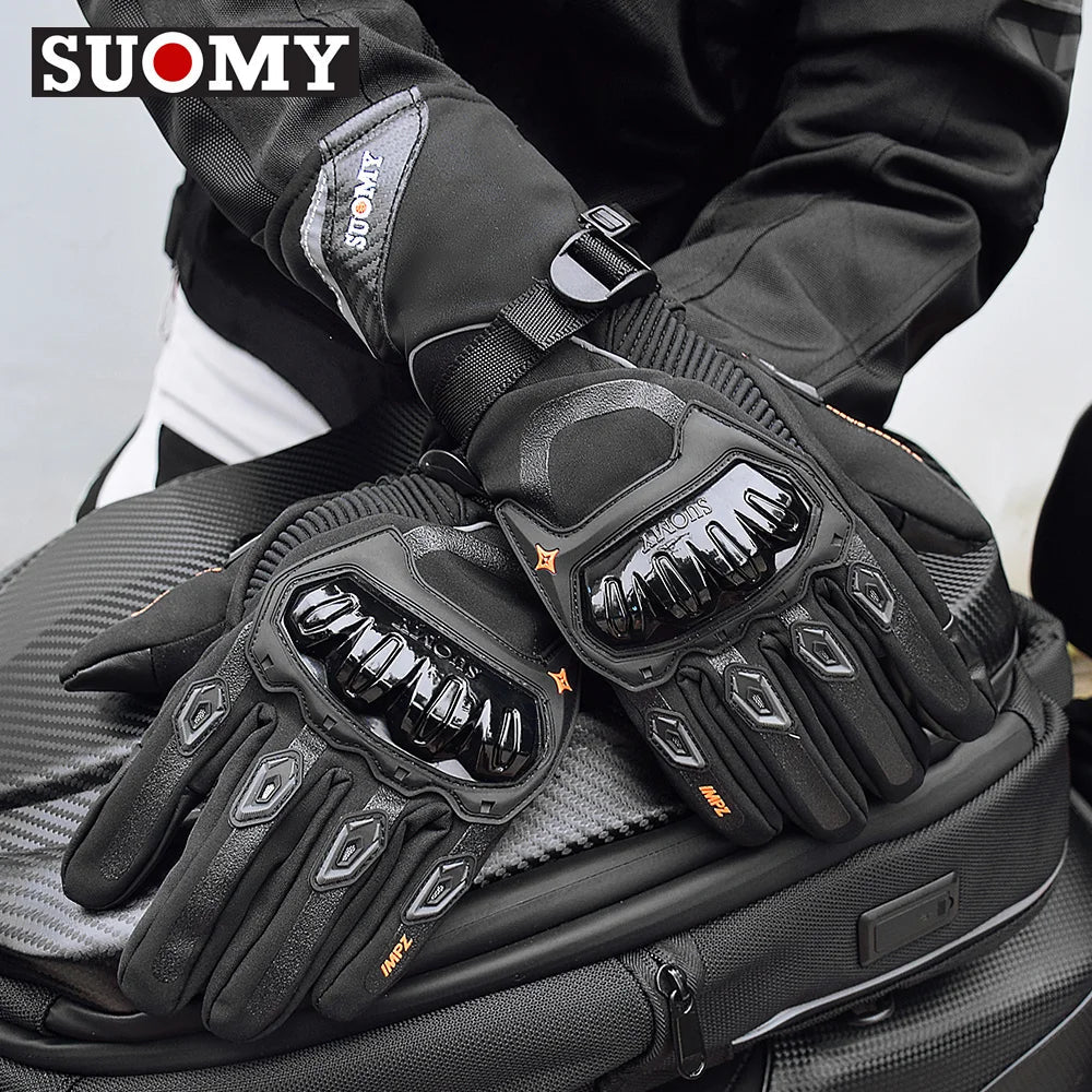 Warm Winter Windproof Waterproof Touch Screen Gloves black with knuckle armor Suomy logo on Tampa Home & Garden Store