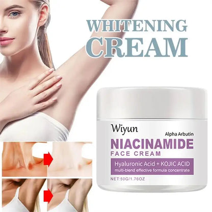 Niacinamide face cream jar by Wiyun with hyaluronic acid and kojic acid, whitening skin cream on Tampa Home & Garden Store