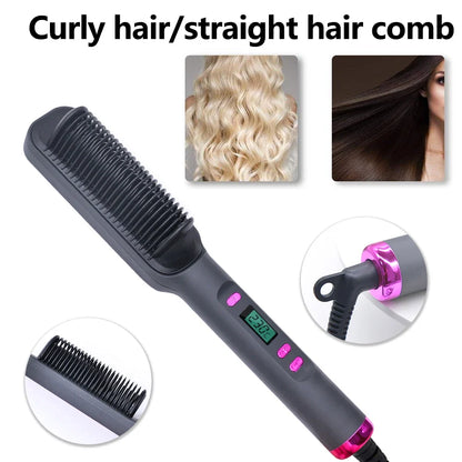 Silcy Skin electric hot comb multifunctional straightening brush dark gray with pink accents on Tampa Home & Garden Store