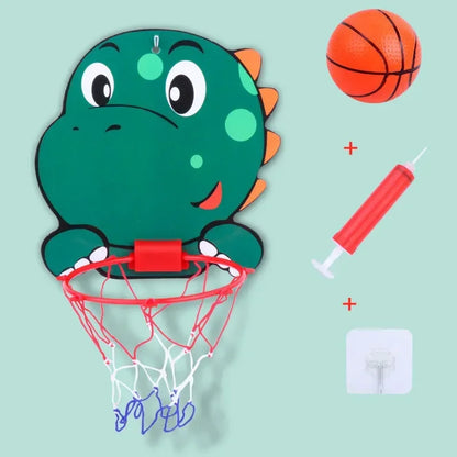 Cartoon dinosaur basketball hoop kit for kids with green backboard and red rim net on Tampa Home & Garden Store