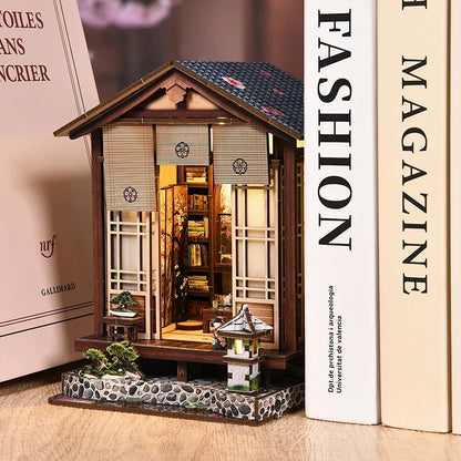 Perfecsy wooden 3D puzzle moss lamp garden bookend miniature house decor brown wood stone base on Tampa Home & Garden Store