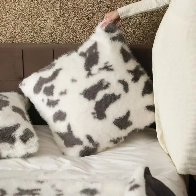 Luxe Faux Fox Fur Throw Pillows for Home Decor - Plush, Soft, Cozy Sofa Cushion