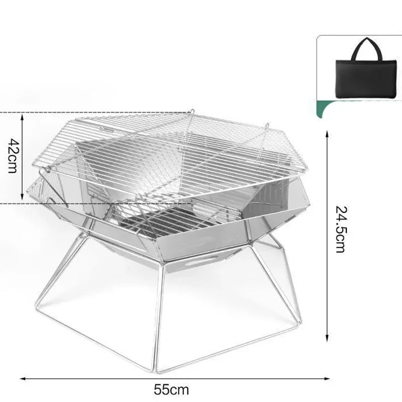 FLIPSTYLEZLLC portable wood stove brazier folding camping grill with metal grate stand on Tampa Home & Garden Store