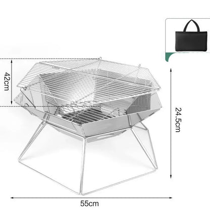 FLIPSTYLEZLLC portable wood stove brazier folding camping grill with metal grate stand on Tampa Home & Garden Store