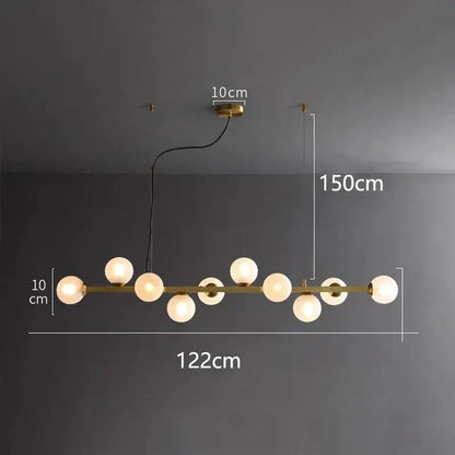 DecorBites LED pendant chandelier brass finish with globe bulbs, 122cm bar length on Tampa Home & Garden Store