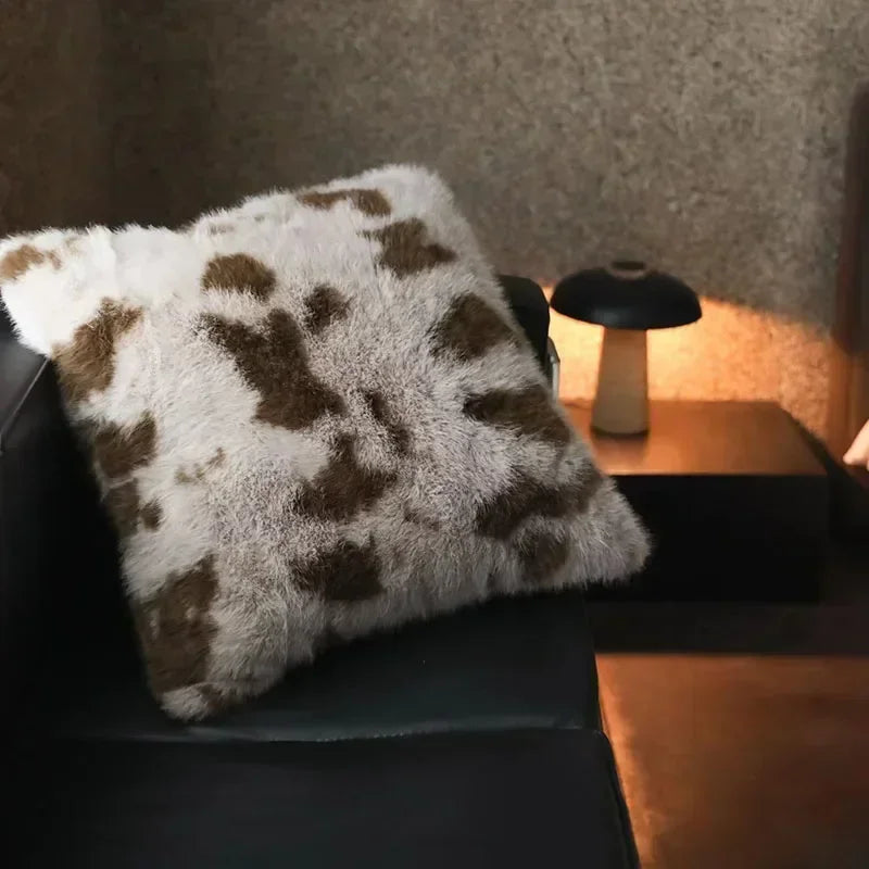 Luxe Faux Fox Fur Throw Pillows for Home Decor - Plush, Soft, Cozy Sofa Cushion