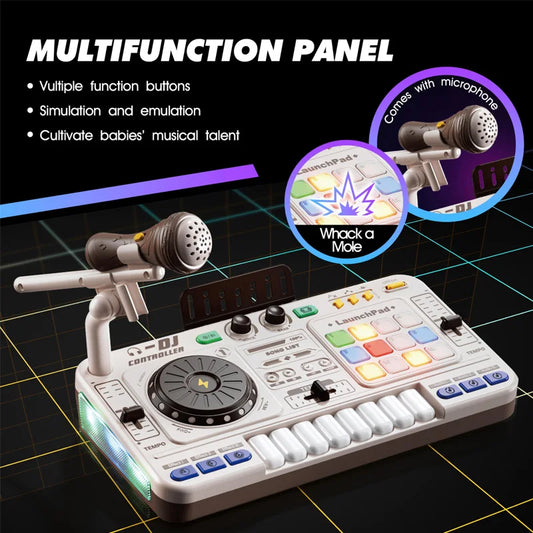Kids DJ Mixer Music Toy with Microphone Educational Musical Playset - Tampa Home & Garden Store