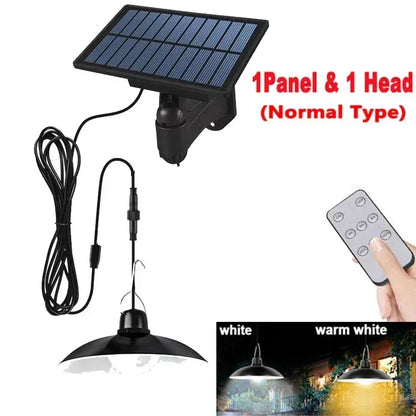Solar Pendant Light Outdoor LED Double-Head Chandelier Waterproof Remote Lamp