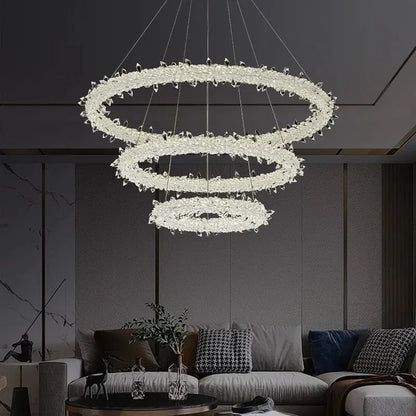 Decorbites Luxe Crystal Circle LED Pendant Light dimmable Art Deco chandelier on Tampa Home & Garden Store
