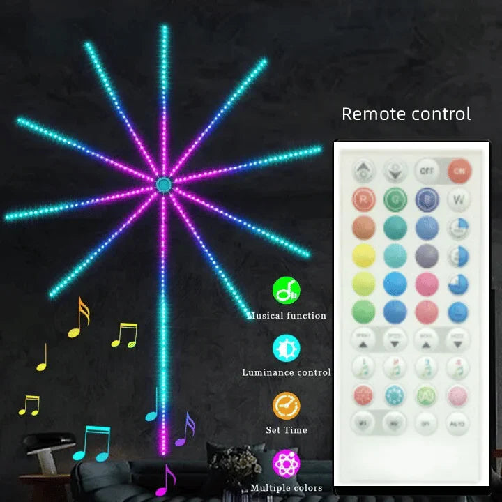 RGB Fireworks LED Strip Light Music Sync Sound Control Dream Meteor Decor Kit