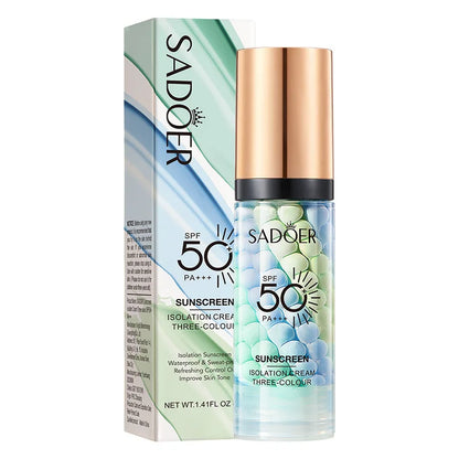 Face primer Silcy Skin tri-color cream for isolation, waterproof base in clear bottle with cap on Tampa Home & Garden Store