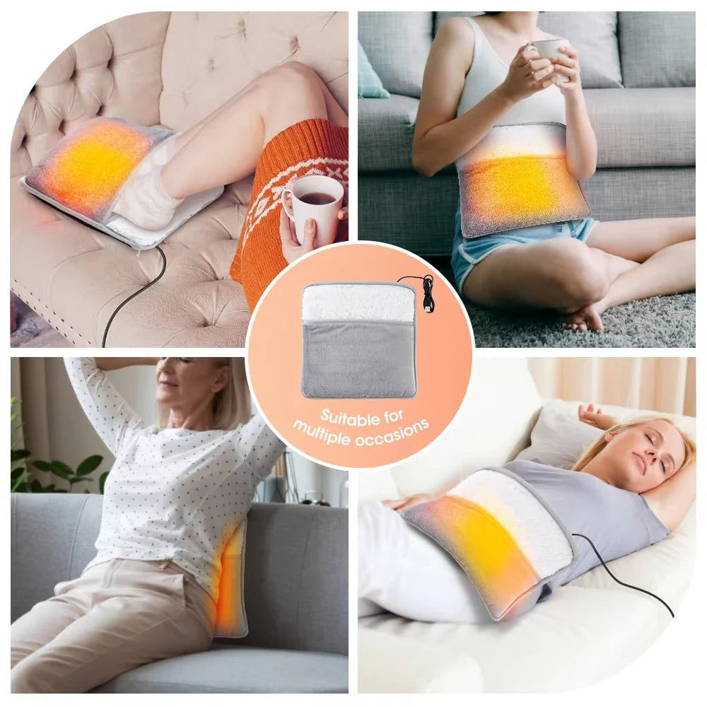 Winter electric foot heating pad Silcy Skin, plush washable foot warmer with USB charging gray on Tampa Home & Garden Store