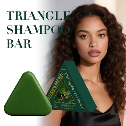 Triangle Shampoo Bar by Silcy Skin in green triangle packaging with herbal extracts and soap 120g on Tampa Home & Garden Store