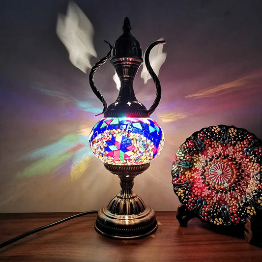 Turkish Mosaic Table Lamp Handcrafted Glass Vintage Mediterranean Romantic Bedside Light - Tampa Home & Garden Store
