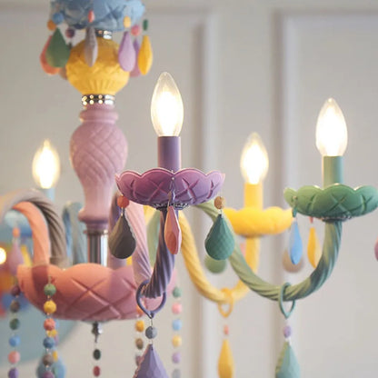 DecorBites Kids Room LED Macaron Ceiling Chandelier arms with crystal beads and LED bulbs on Tampa Home & Garden Store