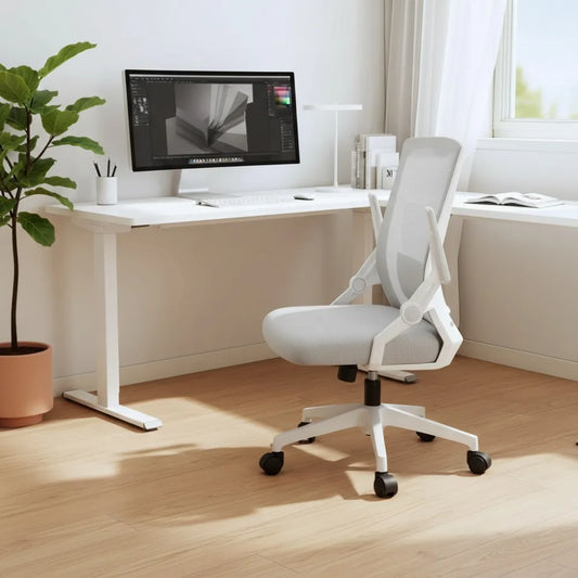 Ergonomic Mesh Office Chair Flip-Up Armrests Lumbar Support Wide Seat - Tampa Home & Garden Store