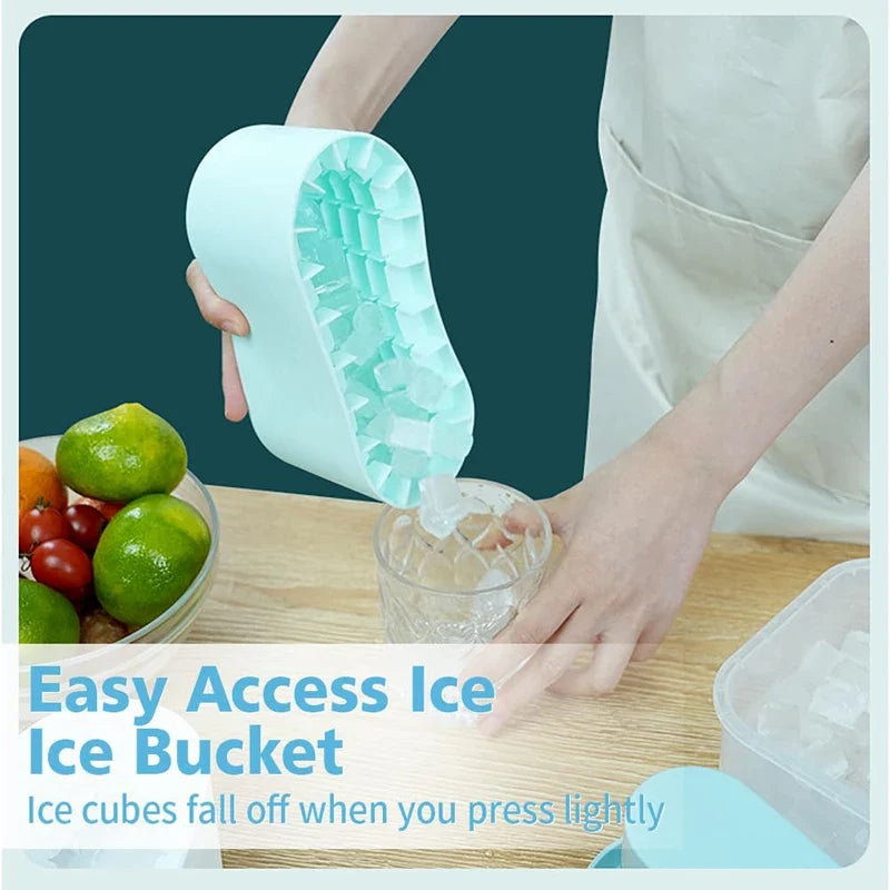 Portable Round Silicone Ice Bucket and Mold