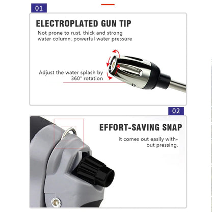 High-Pressure Water Gun with Foam Bottle sprayer; electroplated tip 360° rotation and snap design on Tampa Home & Garden Store