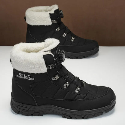 Mens Winter Snow Boots black with white faux fur lining and rugged outsole UpTrend Deals on Tampa Home & Garden Store