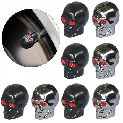 ABS Skull Valve Stem Caps 8-pack black and chrome by BikerZoneZ valvecaps on Tampa Home & Garden Store