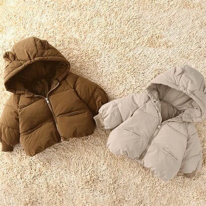 Two kids winter down jackets hooded parka by UpTrend Deals in brown gray for boys and girls on Tampa Home & Garden Store