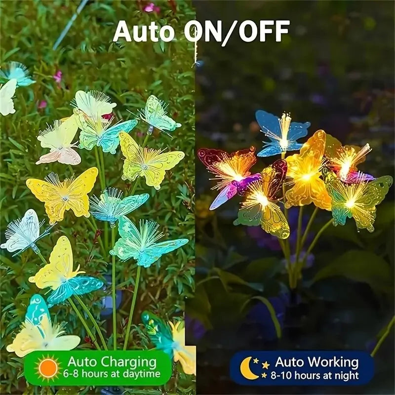 1PC 6-Head LED Solar Fiber Optic Butterfly Lights Perfecsy with auto on/off and 2 modes on Tampa Home & Garden Store