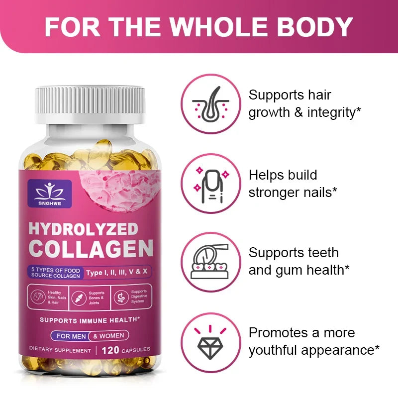 Silcy Skin hydrolyzed collagen capsules bottle with pink label (120 capsules) on Tampa Home & Garden Store
