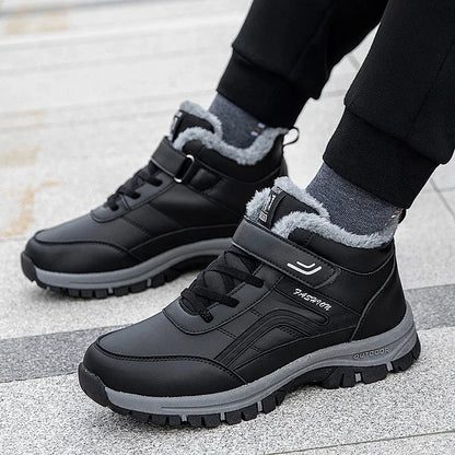 Men's black waterproof winter snow boots with faux fur lining and outsole UpTrend Deals on Tampa Home & Garden Store