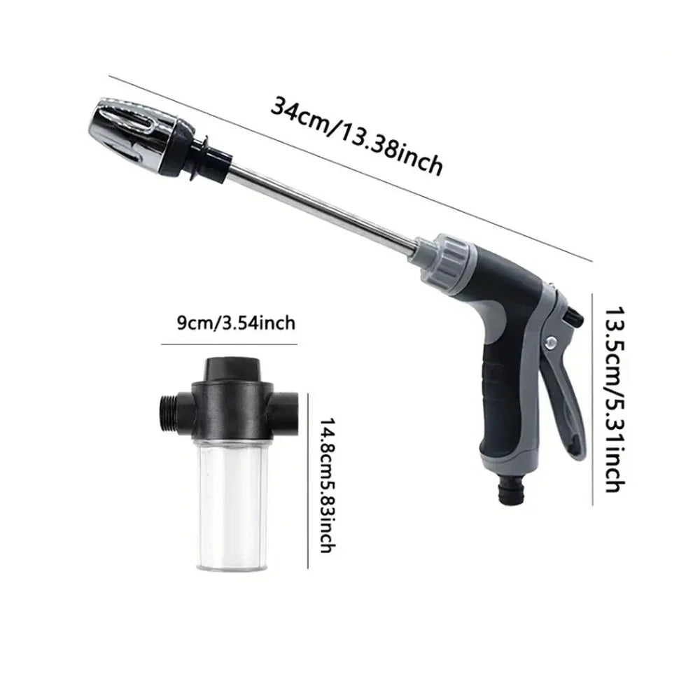 High-Pressure Water Gun with Foam Bottle by UpTrend Deals, black-gray handle, chrome wand on Tampa Home & Garden Store
