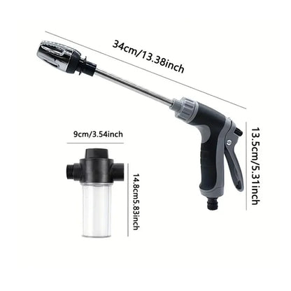 High-Pressure Water Gun with Foam Bottle by UpTrend Deals, black-gray handle, chrome wand on Tampa Home & Garden Store