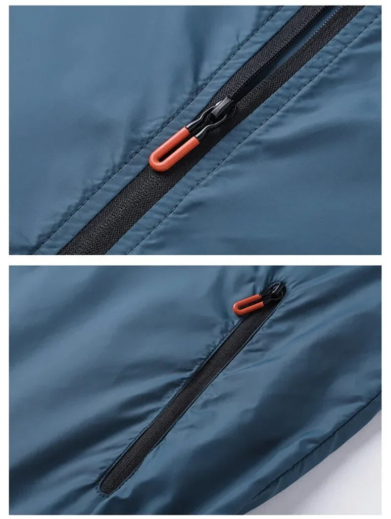Men Sunscreen Jacket blue breathable waterproof with orange zipper pulls UpTrend Deals on Tampa Home & Garden Store