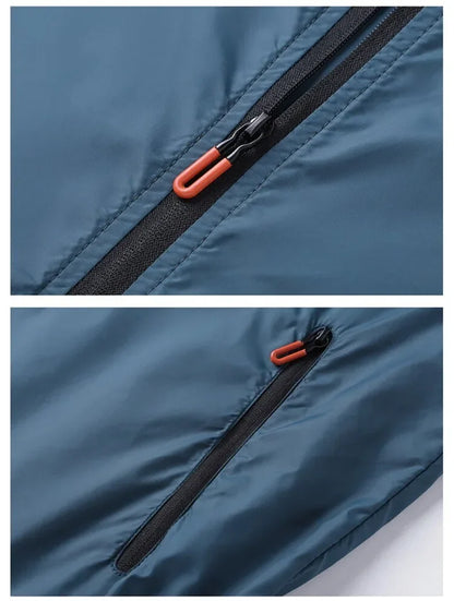 Men Sunscreen Jacket blue breathable waterproof with orange zipper pulls UpTrend Deals on Tampa Home & Garden Store