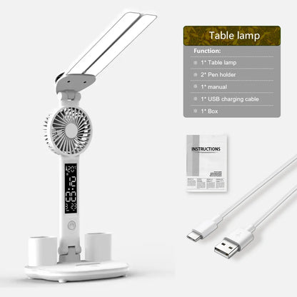 LED Eye Protection Desk Lamp Double Head Rechargeable Dimmable Light for Study