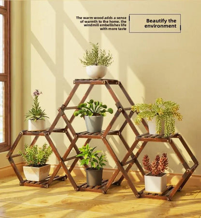 Solid Wood Plant Stand for Garden and Patio