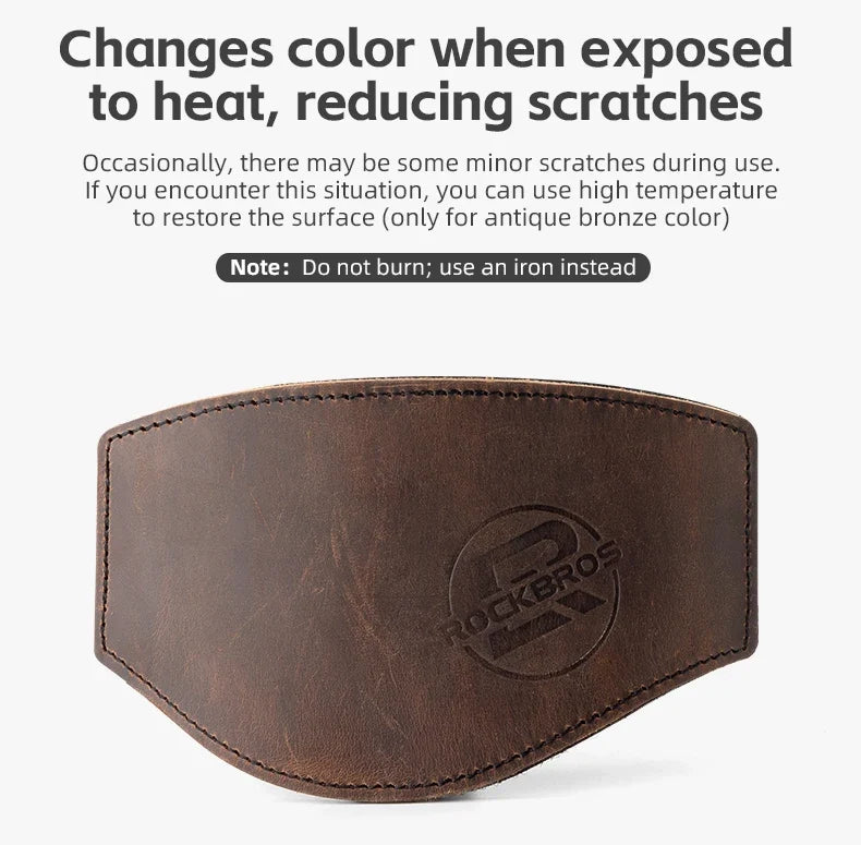 Leather motorcycle shift lever shoe cover ROCKBROS, brown non-slip wear-resistant gear pad on Tampa Home & Garden Store
