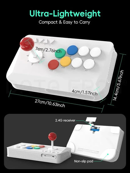 DATA FROG wireless arcade joystick controller with white body and buttons, 2.4G receiver on Tampa Home & Garden Store
