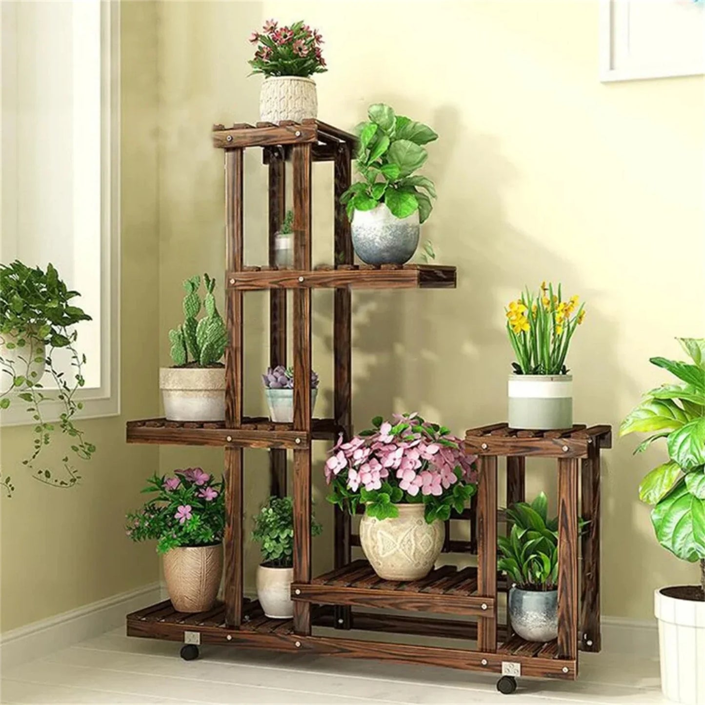 6 Tier Wood Plant Stand and Storage Rack