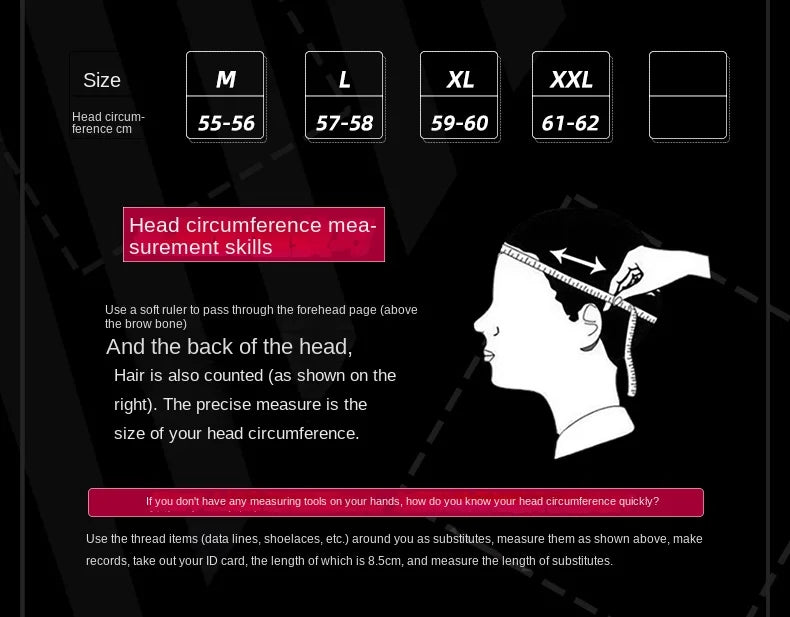 Retro motorcycle helmet size guide with 4 sizes M L XL XXL and head circumference diagram by BikerZoneZ on Tampa Home & Garden Store