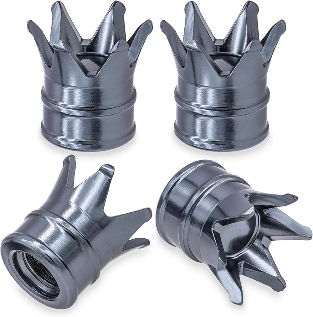 4-pack crown valve stem caps in metallic gray by BikerZoneZ on Tampa Home & Garden Store