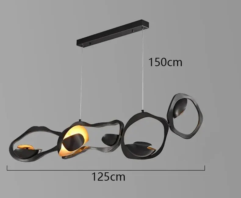 DecorBites LED pendant chandelier with black abstract ring frames, 125cm wide, 150cm drop on Tampa Home & Garden Store