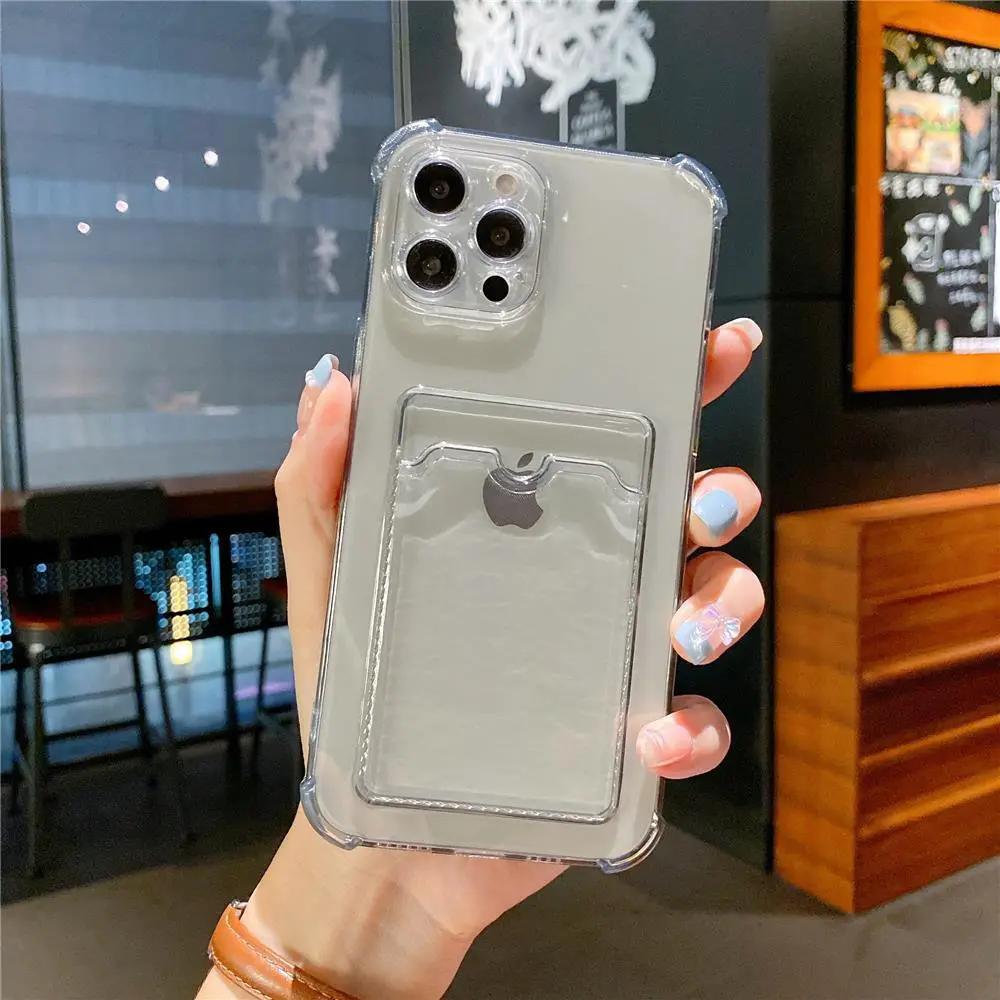 Transparent Card Slot Case For Iphone With Holder
