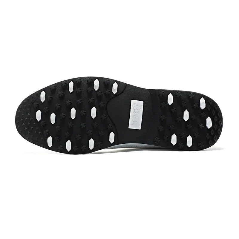 EstaliosFit men's golf shoe outsole in black with white cleat pods on Tampa Home & Garden Store