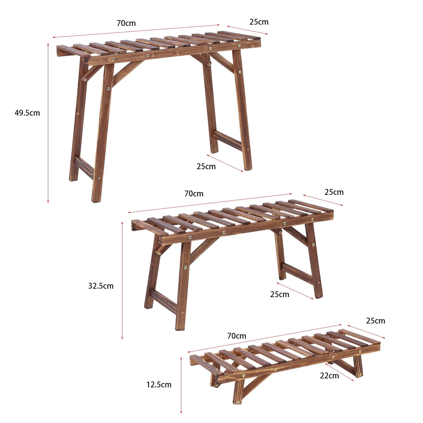 3 Tier Wood Plant Stand For Living Room And Patio